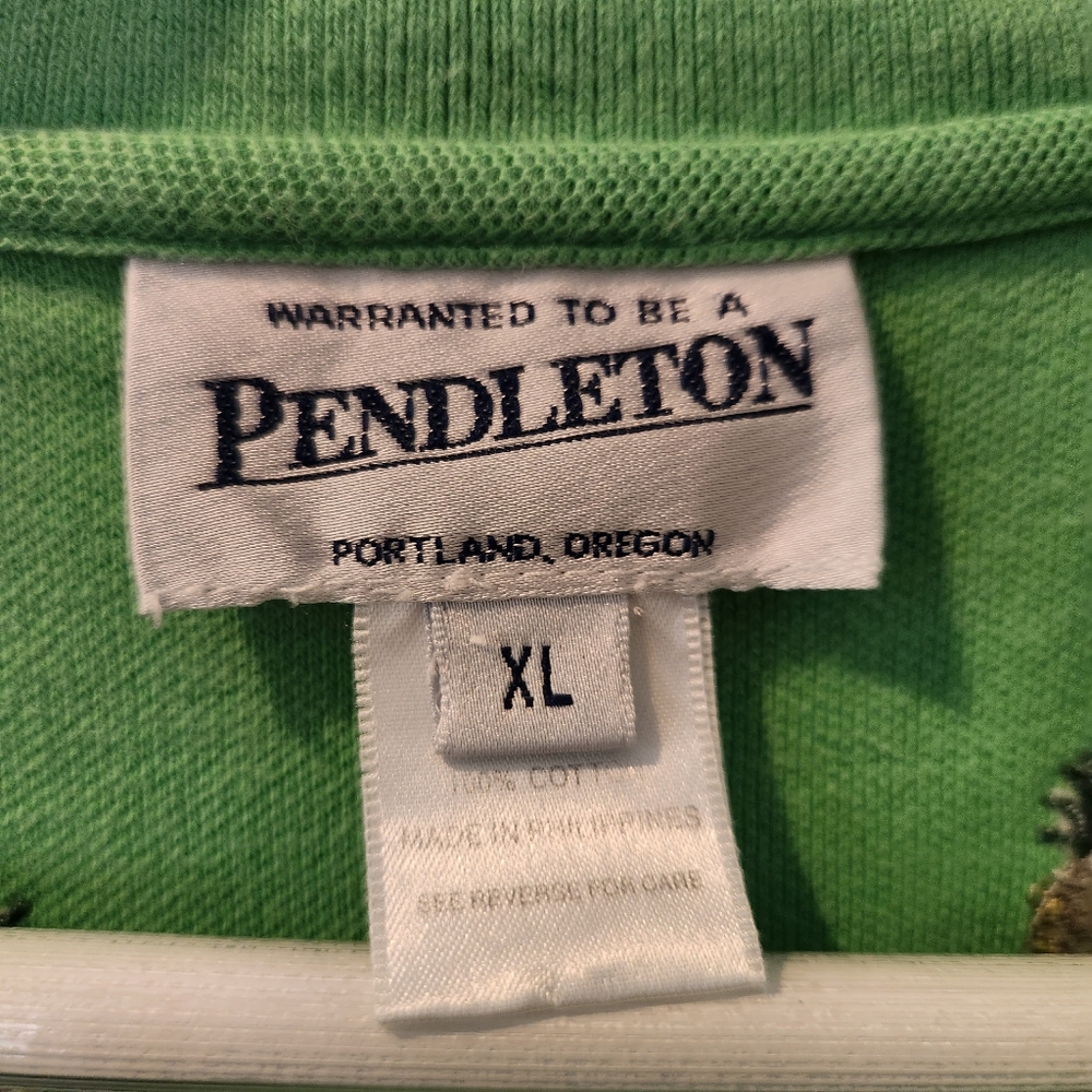 VTG Pendleton Pineapple Embroidered Polo Shirt Green Tropical - Picture 4 of 4